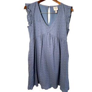 Knox Rose Blue Eyelet Midi Dress Size XS